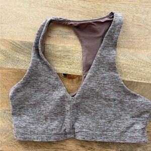 ALO Yoga Heathered Brown Sports Bra